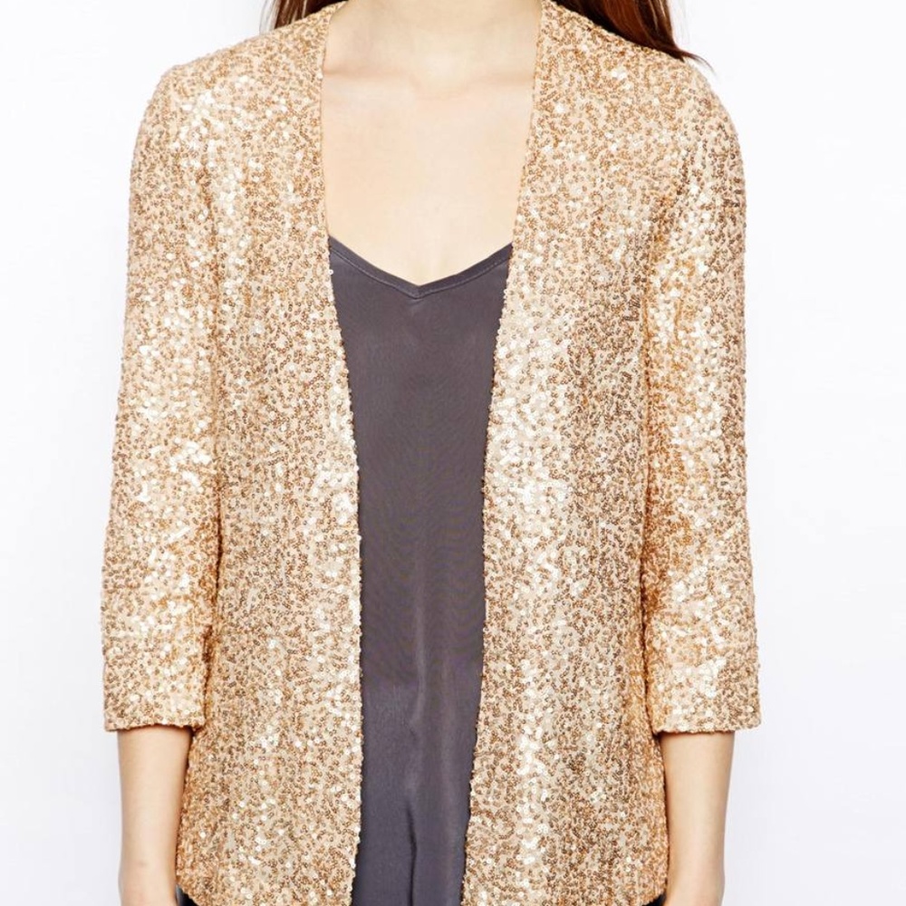 French Connection Gold Sequin Mini Jacket
